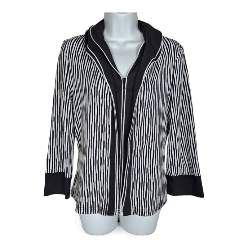 Joseph Ribkoff Striped Zipper front light Jacket‎